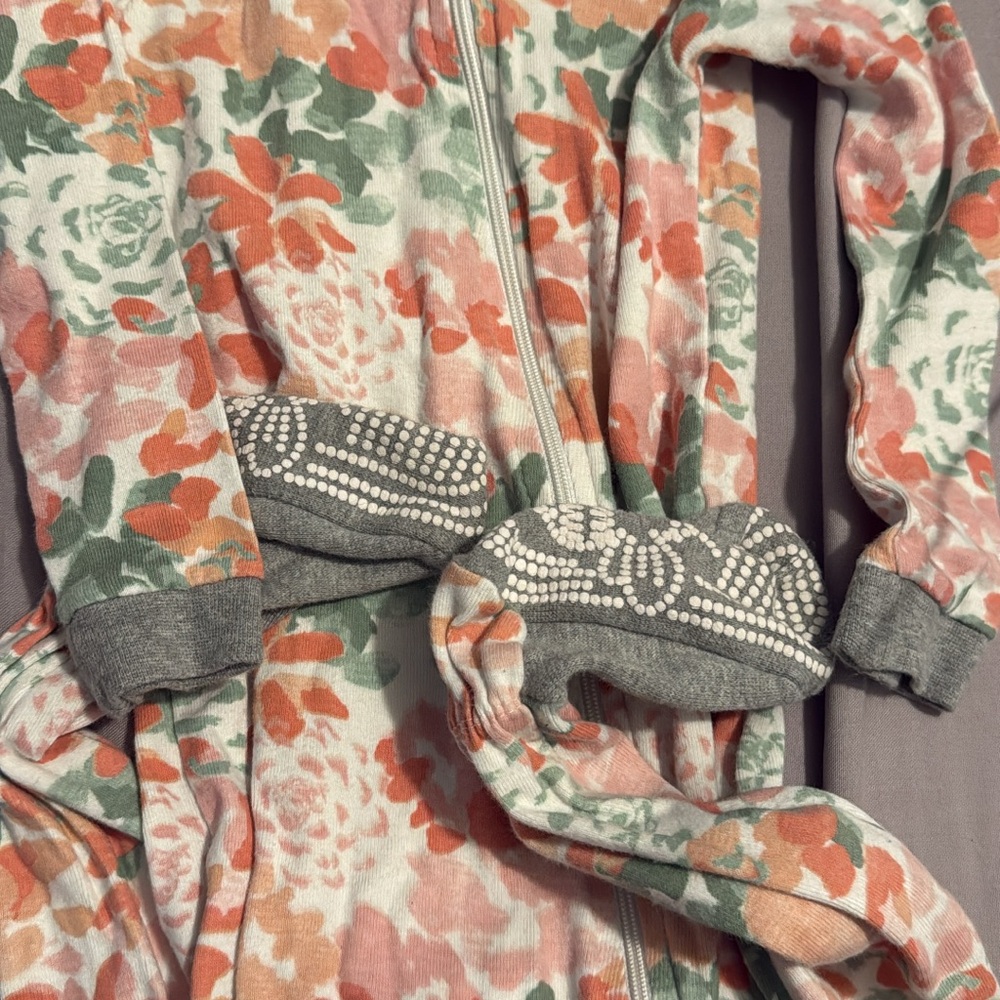 Floral Kids Pajama Set with Gray Trim